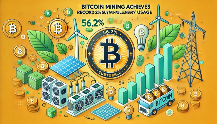 Green Milestone - Bitcoin Mining At 56.2% Sustainable Energy Usage